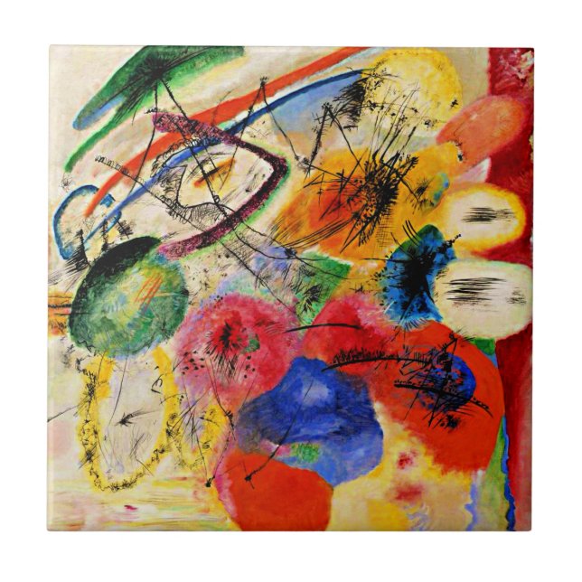 Kandinsky - Linhas Pretas, abstrato colorida, (Frente)