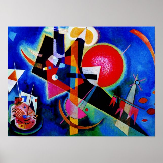 Kandinsky Na Poster de Pintura De Abstrato Azul (Frente)