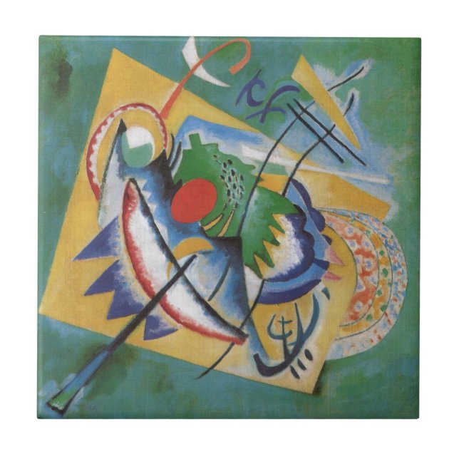 Kandinsky Red Oval Abstrato Trabalho de arte Verde (Frente)