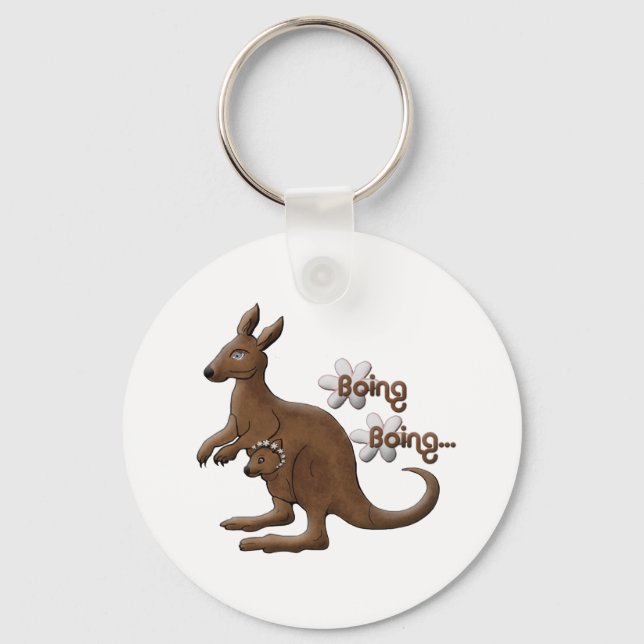 Kangaroo e Baby Kangaroo em Chaveiros de Pouch (Frente)