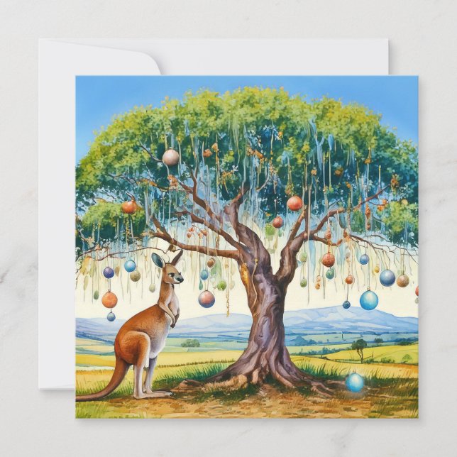 Kangaroo sob bausolas de natal (Frente)