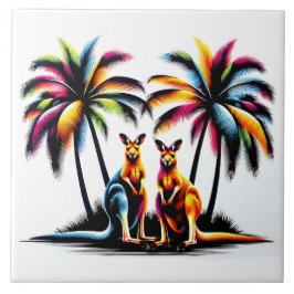 Kängurus unter Palmen in Australien