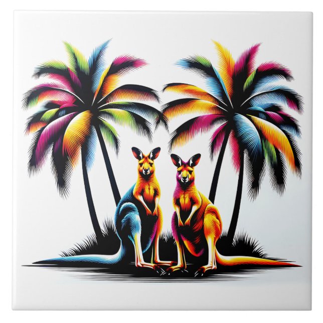 Kängurus unter Palmen in Australien (Frente)