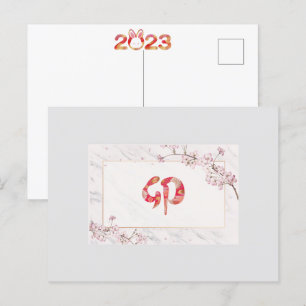 Kanji Cherry Blossoms Ano Novo, Cartão postal 2023