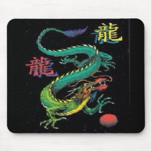 Kanji chinês colorido Mousepad do dragão