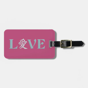 Kanji Love com etiqueta de bagagem personalizada