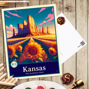 Kansas Cartão Postal Anime Estilo Cel Shaded