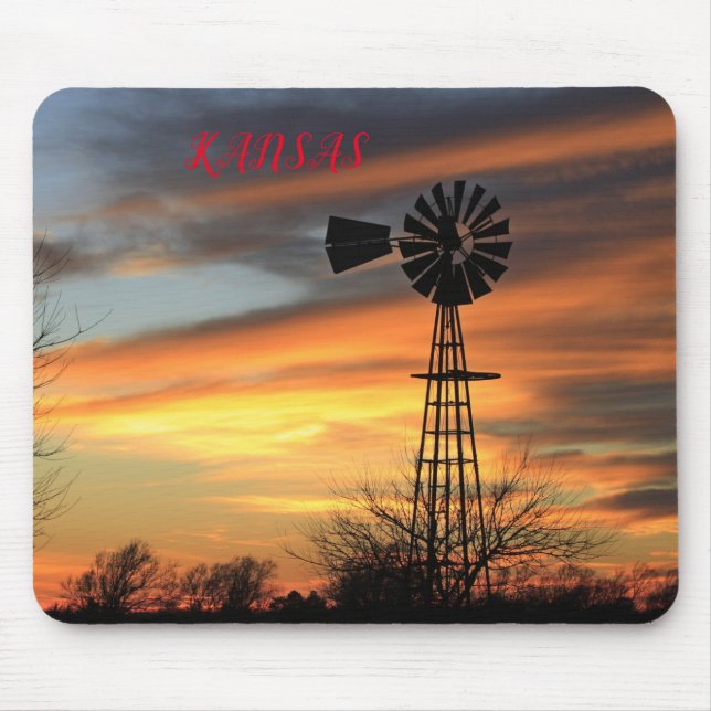 Kansas Christmas Windmill Sunset Mouse Pad (Frente)
