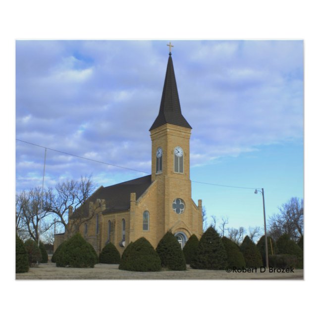 Kansas Country Limestone Church Foto Alargamento (Frente)