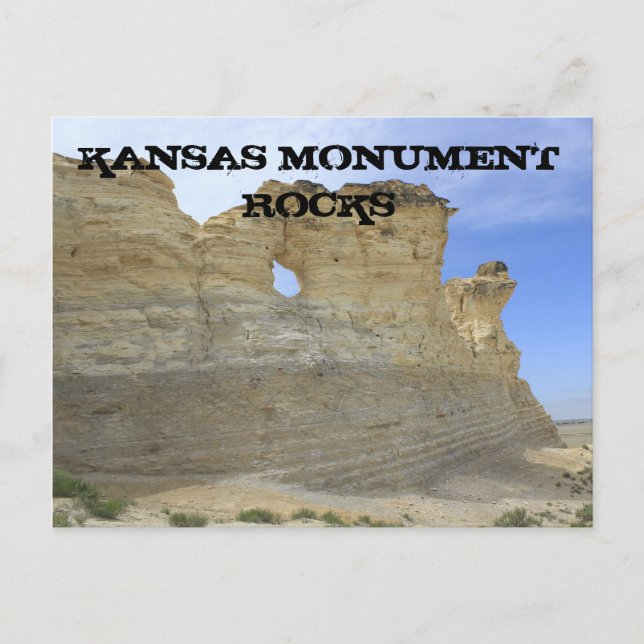 Kansas Monument Rocks com cartão de Posto azul-céu (Frente)