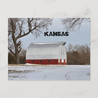 Kansas Red Barn com cartão de Posto de árvore e cé