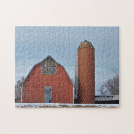 Kansas Red Country Barn com quebra-cabeça de Snow