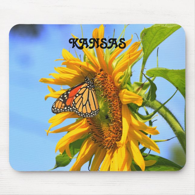 Kansas Sunflower and Monarch Butterfly, Mouse pad (Frente)