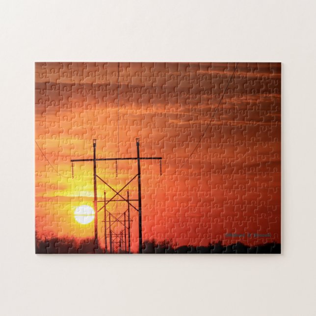 Kansas Sunset com Quebra-cabeça de linhas elétrica (Horizontal)