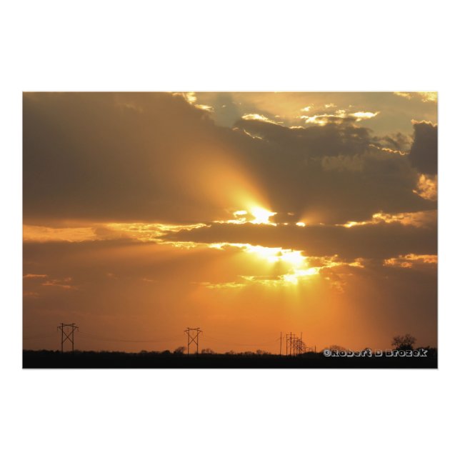 Kansas Sunset, Power Lines, Foto Alargada. (Frente)