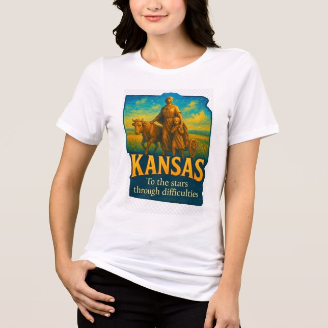 Kansas-themed artistic T-shirt design! (Frente)