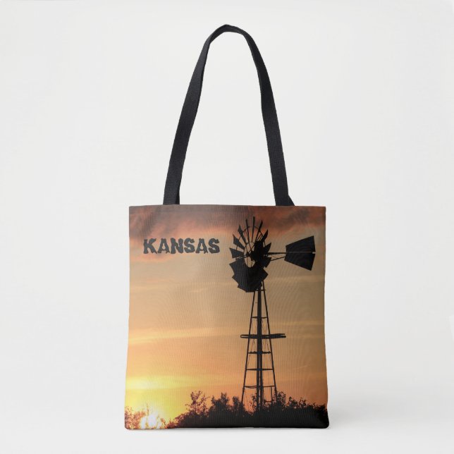 Kansas Windmill Sunset Tote Bag (Frente)