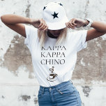 Kappa Kappa Chino Funny Coffee Lover<br><div class="desc">Quem ama café?! Esta camiseta engraçada foi projetada especialmente para amantes de café, baristas, servidores de restaurantes e muito mais. Ele usa um spin em um nome de fraternidade com o texto KAPPA KAPPA CHINO e uma xícara de cappucccino quente e apimentada abaixo do texto. Muitas cores e variedades de...</div>