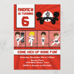 Karate Aniversário Convite 5x7 Partido Karate