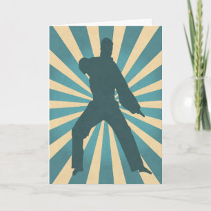 Karate Silhouette com Cartão de Aniversário Sunbur