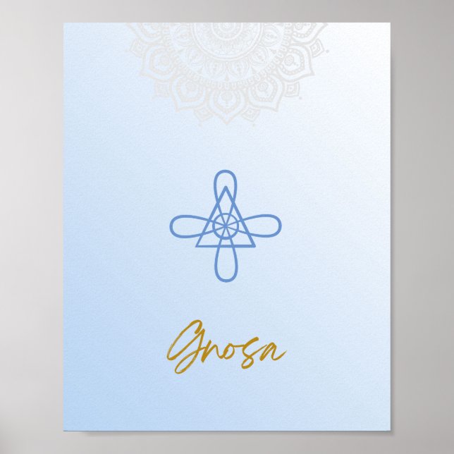 Karuna Reiki Gnosa Mandala Sky Blue Poster (Frente)