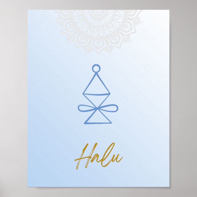 Karuna Reiki Halu Mandala Sky Blue Poster (Frente)