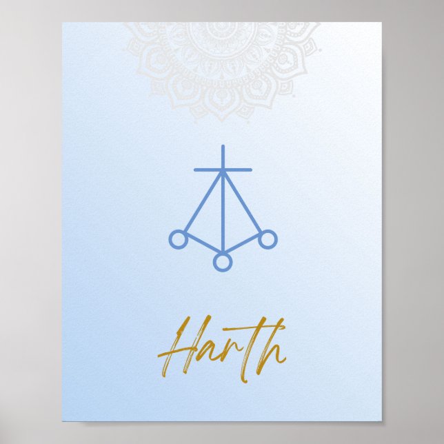 Karuna Reiki Harth Mandala Sky Blue Poster (Frente)