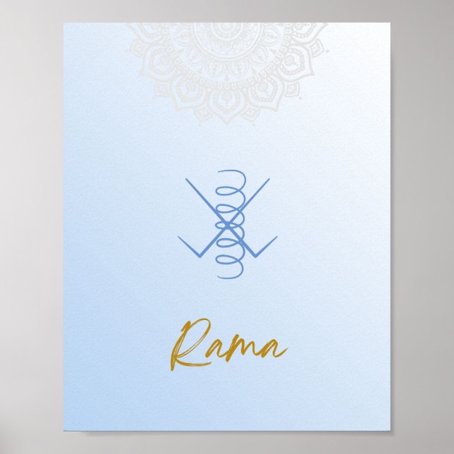 Karuna Reiki Rama Mandala Sky Blue Poster (Frente)