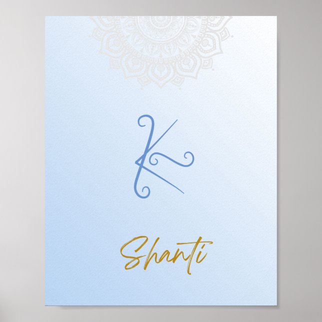 Karuna Reiki Shanti Mandala Sky Blue Poster (Frente)