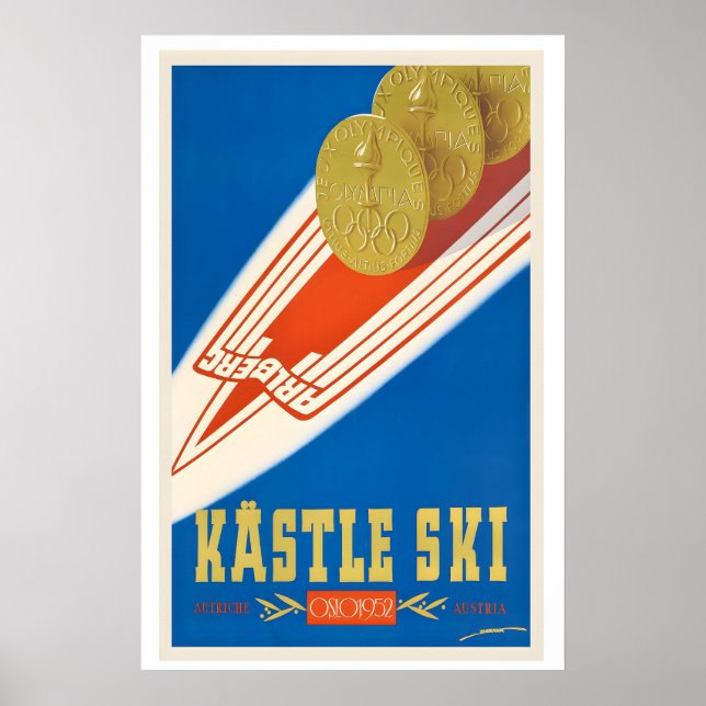 Kastle Ski Austria Oslo 1952 Vintage Ski Poster (Frente)
