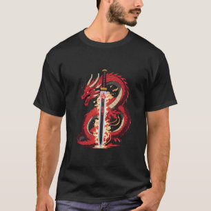Katana do Dragão   Camiseta de Anime Fire para Hom