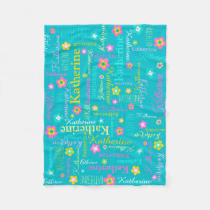 Katherine personalizou o nome aqua rosa cobertor