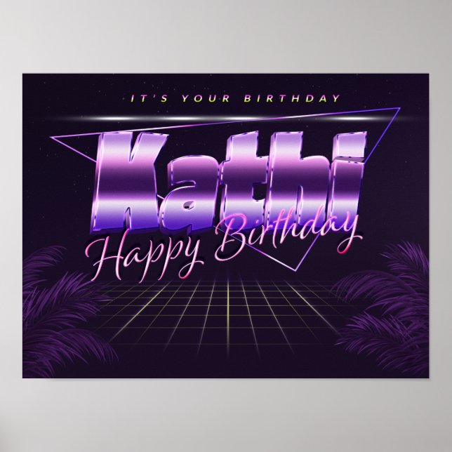 Kathi Name Vorname lila retro Poster Geburtstag (Frente)