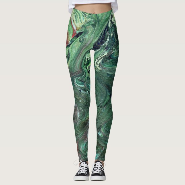 Katmandu 3 Leggings Abstrato verdes mesmerizantes (Frente)