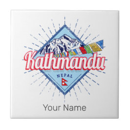 Katmandu Montanhas Nepal Retro Flagres Souvenir