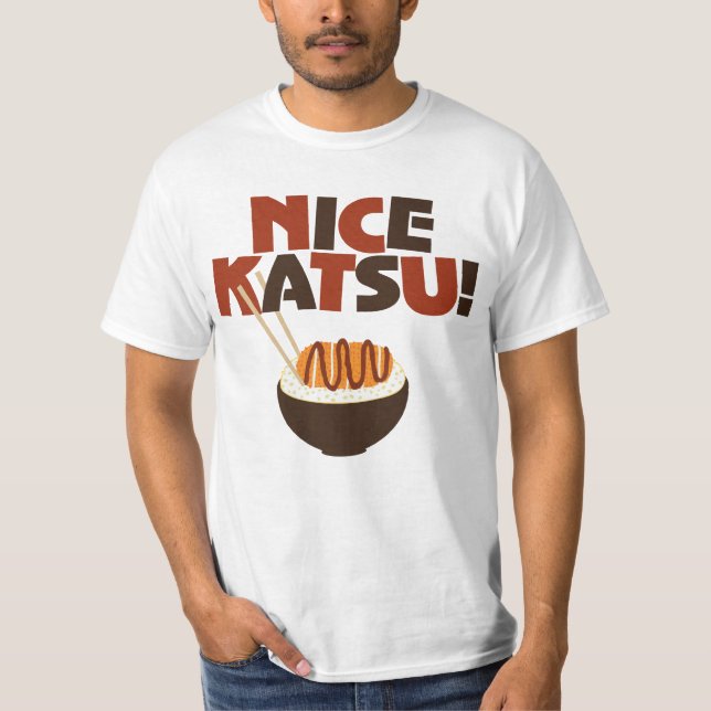 Katsu agradável! Camisa do gráfico de Katsudon (Frente)