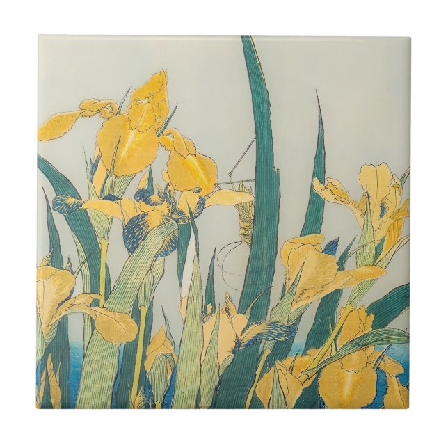 Katsushika Hokusai - Gafanhoto e Iris (Frente)