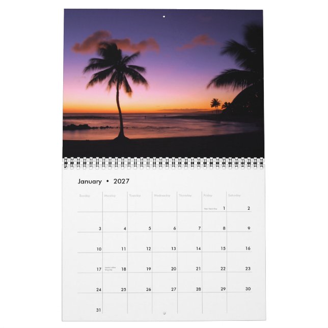 Kauai, Calendário de 2013 no Havaí (Jan 2027)