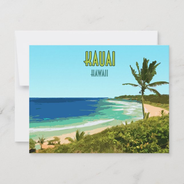 Kauai Hawaii Coast Beach Vintage Plat Card (Frente)