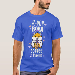 Kawaii Boba E KPop Camisas Meninas Café Ramen