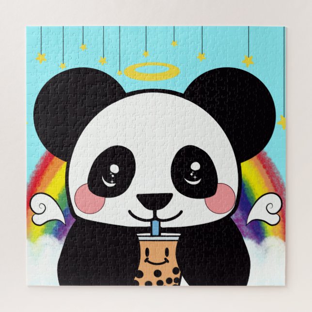 Kawaii Boba Panda Bear Quebra-cabeça (Vertical)