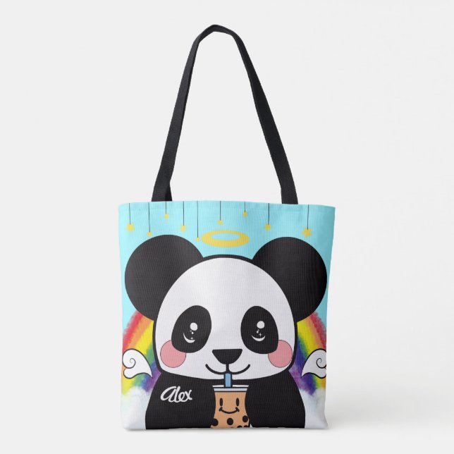 Kawaii Boba Panda Bear Tote Bag (Verso)