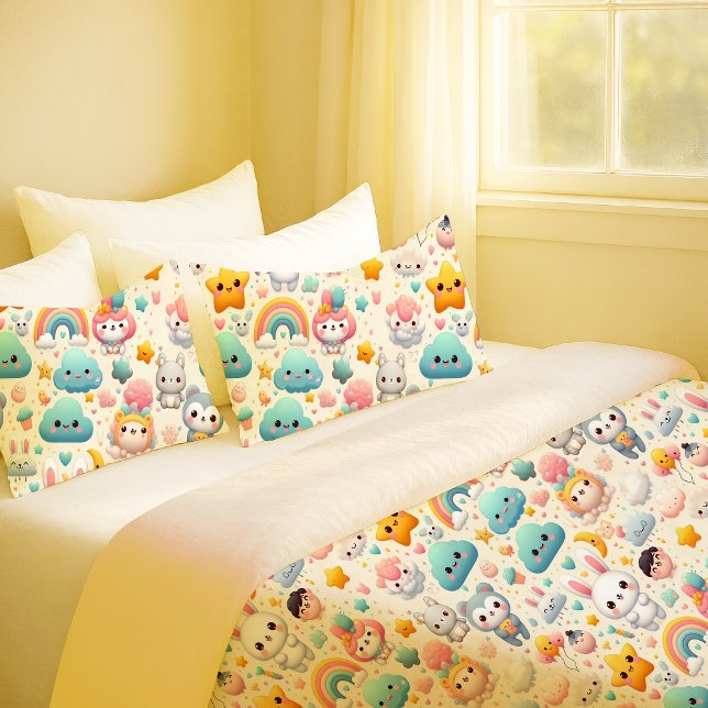 Kawaii Bunny Pastel Whimsical Nursery Pillowcase (Kawaii Bunny Pastel Whimsical Nursery Pillowcase)