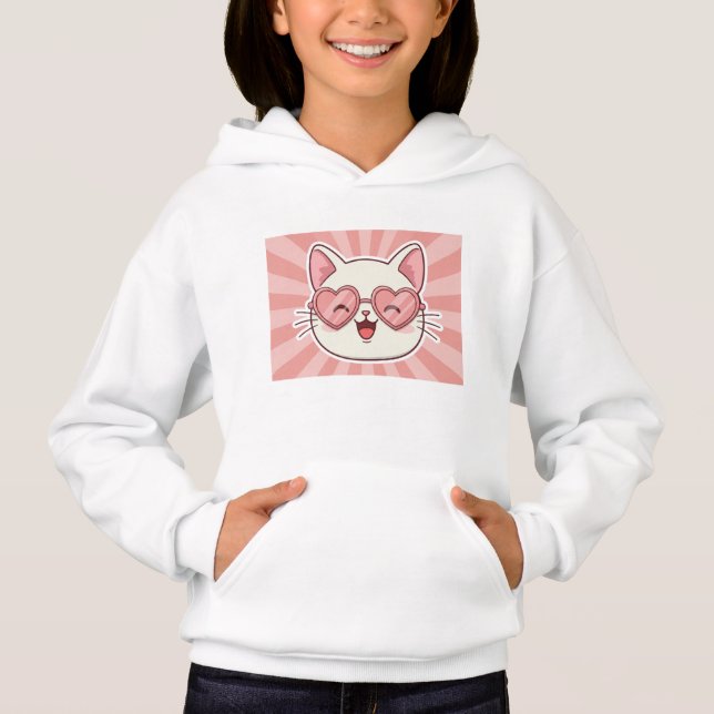 Kawaii Cat Hoodie - Stay Cool! 😎💖 (Frente)