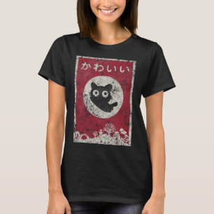 Kawaii Cat. Negra Japonesa Camisa De Gato
