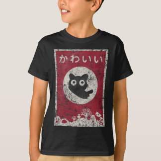 Kawaii Cat. Negra Japonesa Camisa De Gato