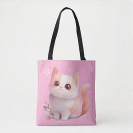 Kawaii Cat Tote Bag Rosa Suave - Presente Para Alo
