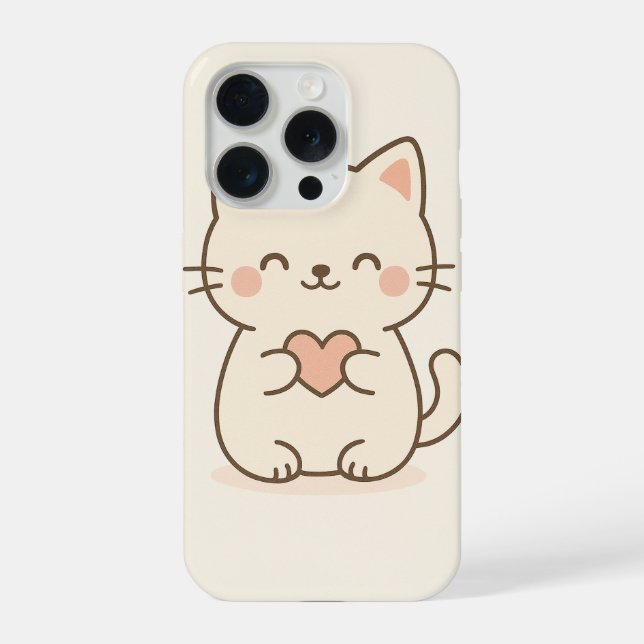 Kawaii Cat with Heart – Cute Minimal Pastel Animal (Verso)