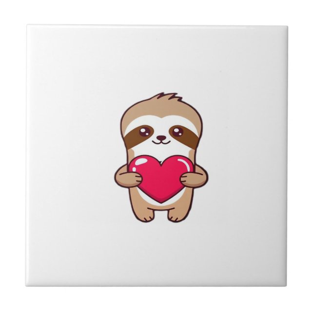 Kawaii Chibi Sloth Hugging Heart � Cute Adorable S (Frente)