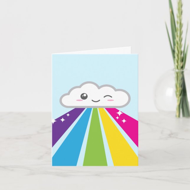 Kawaii Cloud e Cartão de Nota do Arco-Íris (Frente)
